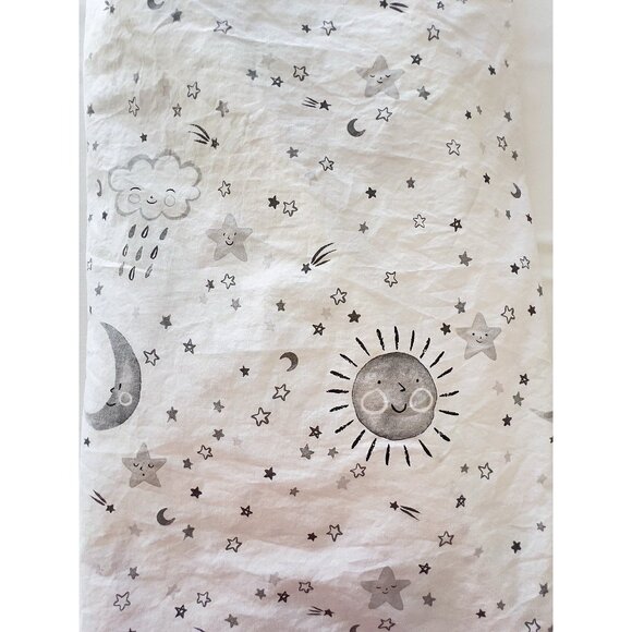 POTTERY BARN KIDS Crib Cot Fitted Sheet Lot/2 100% Organic Cotton Stars Sun Gray - Picture 12 of 16